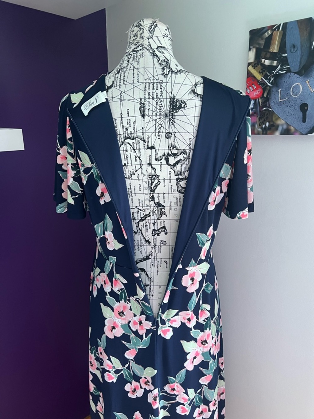 Eliza J Navy & Floral Faux Wrap Dress - Picture 7 of 9